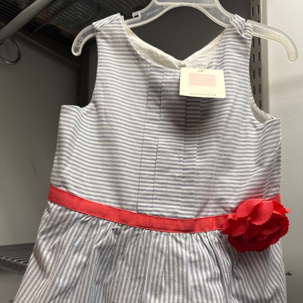 Janie & Jack striped peplum top with rose detail size 5
